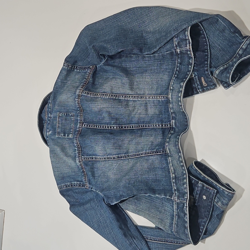 Cropped Womens Jean Jacket." Loft" Sz 0    Sz Xs - Picture 5 of 5